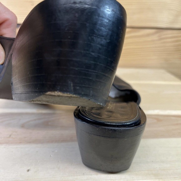 Bag Het Womens Shoes 7.5 8 EU 38 Black Leather Mules Pointy ToesMade in Italy - Picture 11 of 15